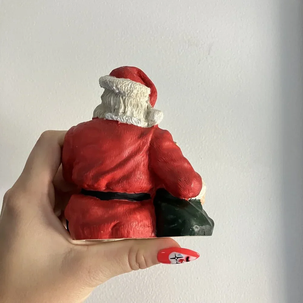 Vintage 90s‎ Santa Christmas Shelf Sitter Present Bag Stocking Red Green